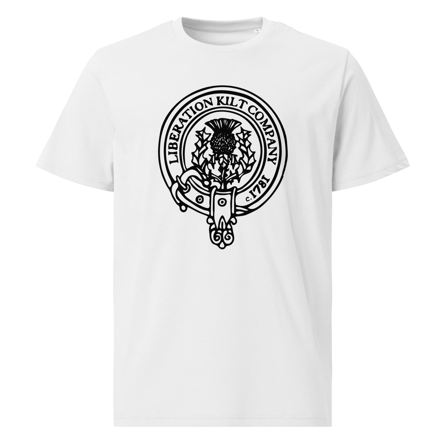 LIBERATION KILT White/Khaki Unisex T-Shirt Black Print
