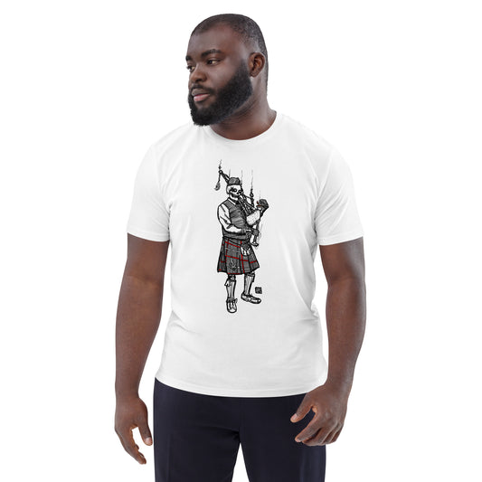 LiberationKilt: PIPEBONG HIT White Unisex T-Shirt with Colour Illustration