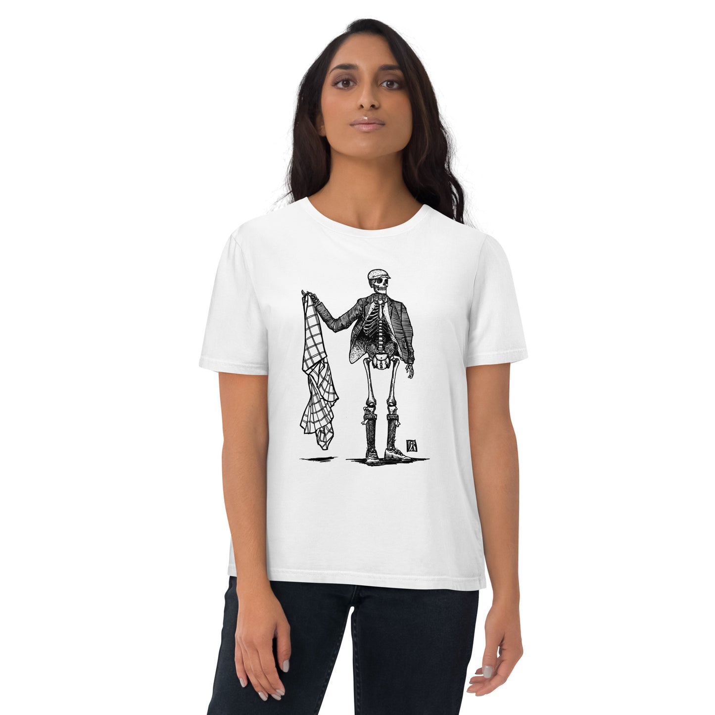 THE DISROBING White/Khaki Unisex T-Shirt Black Print
